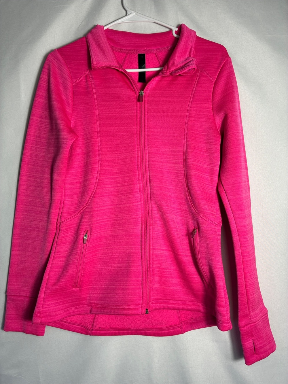 90 Degree By Reflex Hot Pink Full-Zip Scuba Mock Neck Running Jacket